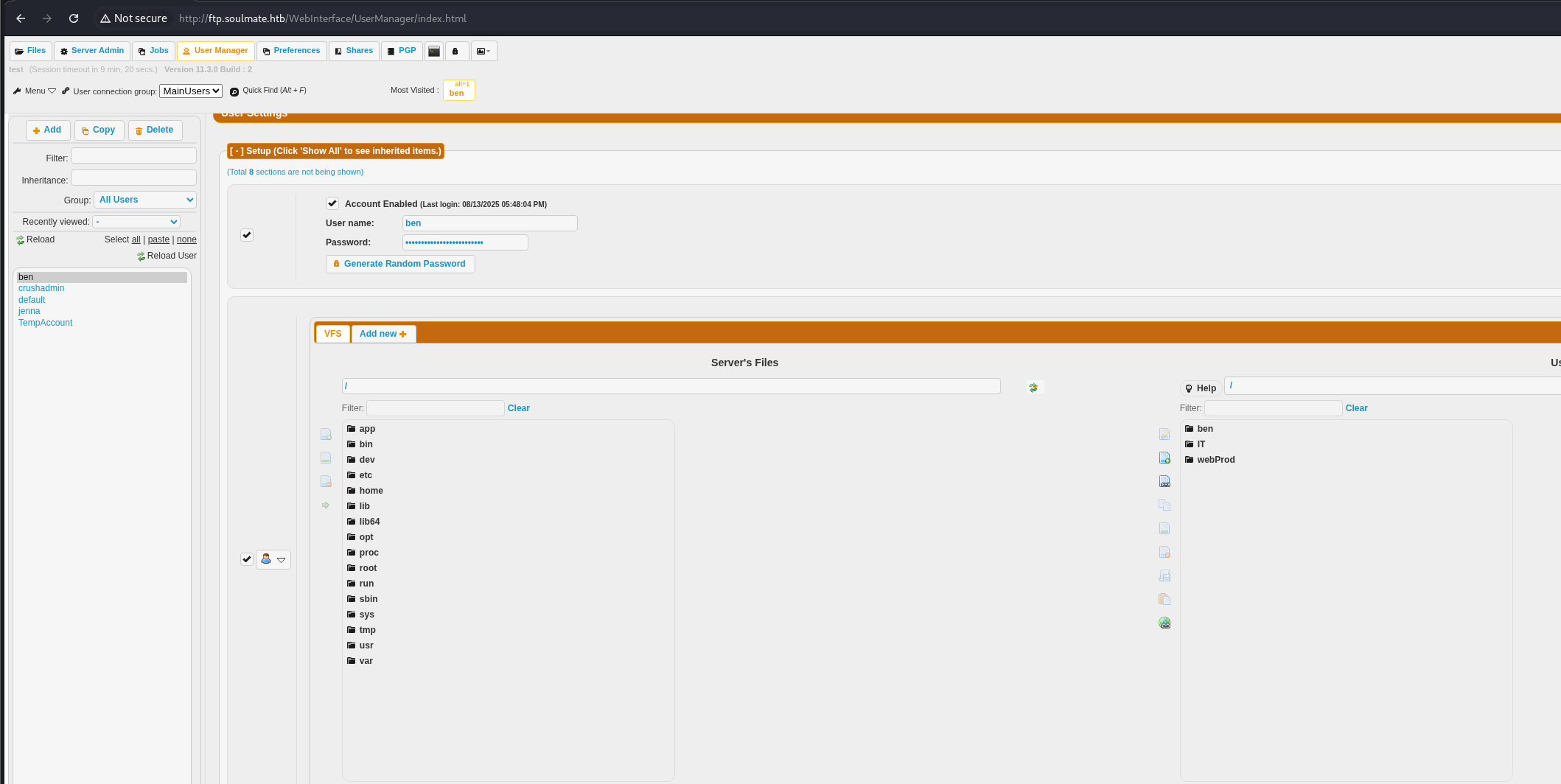 File system view showing accessible directories